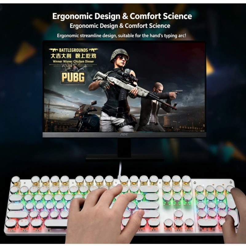 HJK920 스팀펑크 기계식 유선 키보드 게이밍 e스포 - Esports Gaming Lounge 리뷰 및 가격